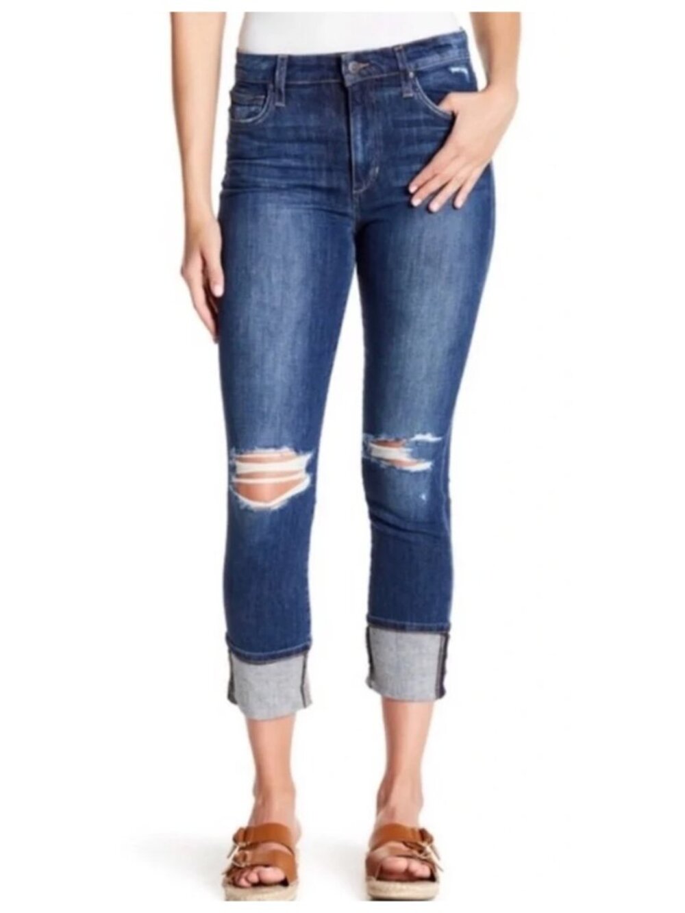 Joe’s Jeans Distressed Crop Cuffed Jeans in Hailey sz 28